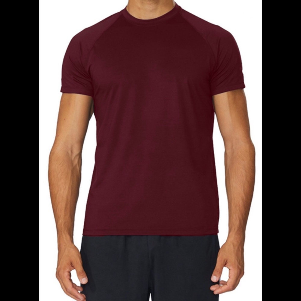 Alive Qwick Dry Active Athletic Fit Crewneck T-Shirt-Maroon